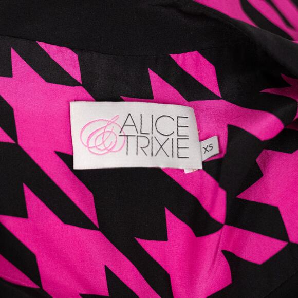 Alice Trixie 100% Silk Dress Women's SZ XS Retro Psychedelic Colorful Geometric - Picture 7 of 7